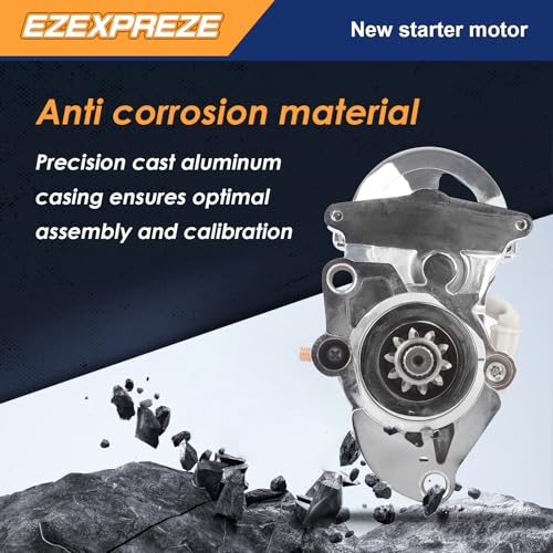 Image of Ezexpreze Chrome 18905N Starter Replacement New for 2006-2014 Road King Heritage Softail Dyna FLHR FLHRC FLHRS FLHT FLHX FLSTC, 31618-06 31619-06A 428000-3490 3491 410-52175 SHD0013 41052175
