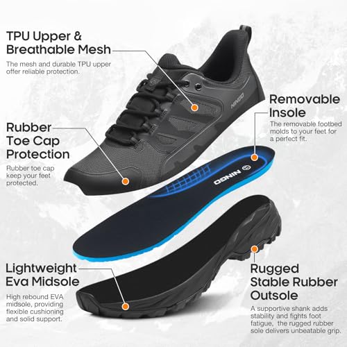 NINGO Mens Waterproof Hiking Shoes, Low Top Non Slip Trekking Hiking Sneakers, Lightweight Breathable Outdoor Trails Shoes for Camping, Backpacking, Mountaineering, Running, Walking3