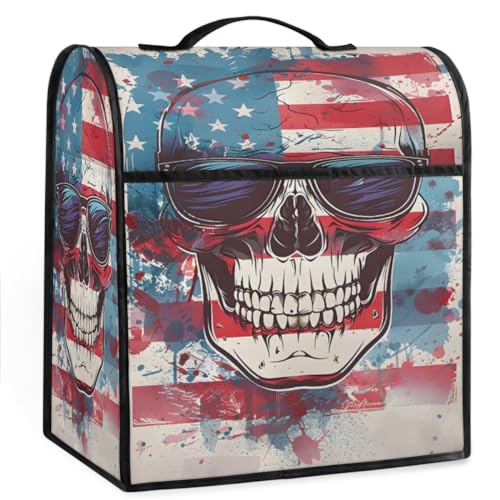 Coffee Maker Cover American Flag Skull Kitchen Appliance Covers Small Appliance Covers Blender Cover Juicer Cover Dust Covers for Kitchen Appliances with Top Handle and Pockets,Washable,B672