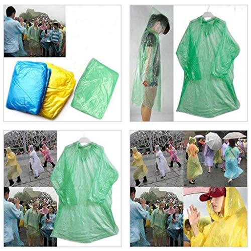 Gecau 24 Pcs Disposable Clear Rain Ponchos, B𝚞lk Emergency Ponchos With Hood, One Size #TOP3