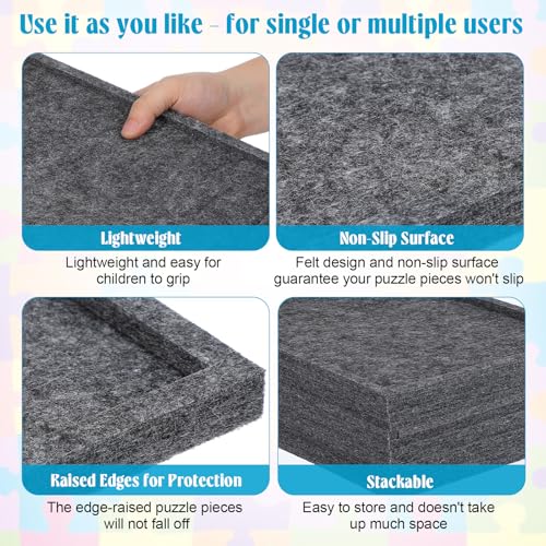 Clasificador de puzzles apilable y portátil en fieltro gris duradero para ordenar piezas 3