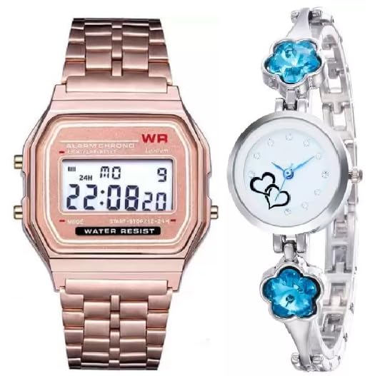 SELLORIA Premium Brand Trending Style Looking Unisex Analog Bast Return Gift for Couple for Men Stainless Steel Watches for Couple (Pack of 2) (Rose Gold) (B0CGV7YQTN) Amazon Price History, Amazon Price Tracker