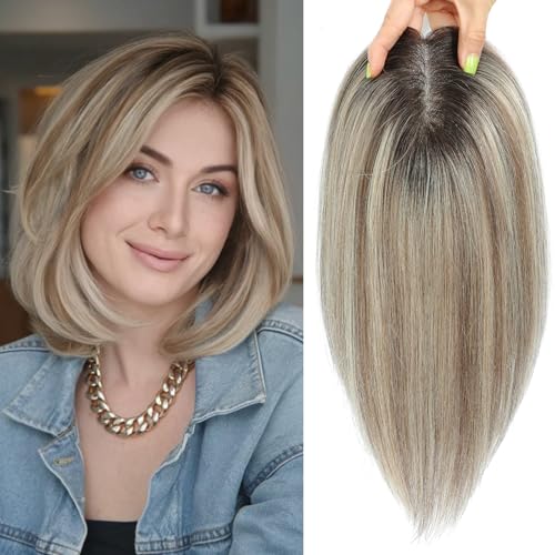 lagomance 100% Real Human Hair Topper Human Hair Pieces 12