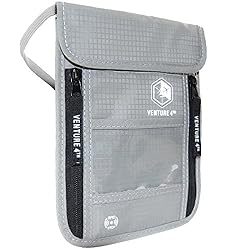 VENTURE 4TH Passport Holder Neck Wallet with RFID Blocking Nylon