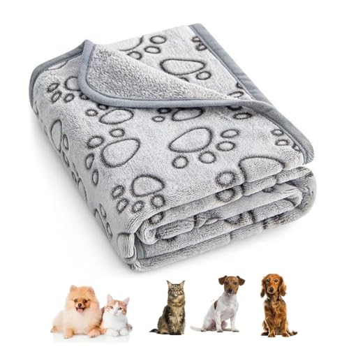 DOKRIN Mantas para camas para perros,Manta gruesa gris para mascotas, cálida y resistente, ideal para todas las estaciones (52 x 73 cm)