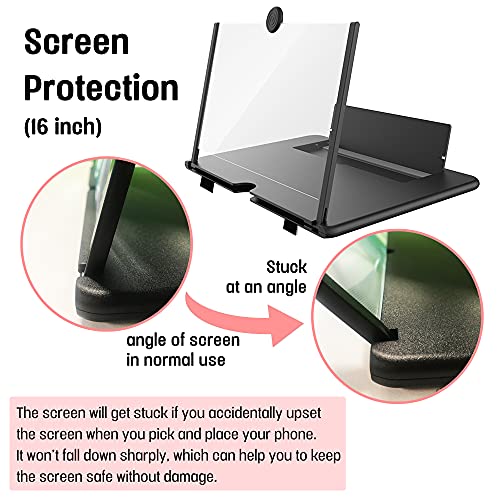Image of 16 inch Phone Screen Magnifier, Screen Magnifier for Cell Phone, Smartphone Foldable Screen Magnifier, Mobile Phone Amplifier Fit for All Smartphone Black