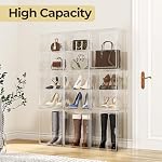 Clear Shoe Storage Boxes with Divider, Stackable Plastic Boot Boxes - Image 4