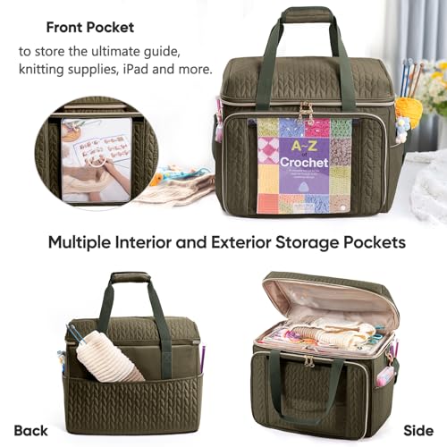 Image of MYBAGZING Large Yarn Storage Bag,Crochet Bag Organizer,Yarn Bags for Crocheting,Crochet Storage Bag with Pockets for Crochet Hooks, Crochet Accessories,Knitting Bags,Gifts for Crocheters