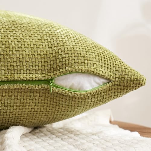 Image of MIULEE Pack of 4 Burnt Orange Couch Throw Pillow Covers 20x20 Inch Yellow Green Soft Decorative Chenille Pillows Farmhouse Accent Cushions for Boho Home Decor Spring Sofa Bedroom Living Room