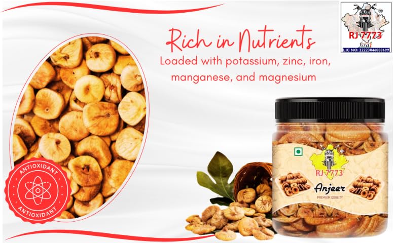 Image of Anjeer RJ 7773 Premium Dried Afghani Anjeer, Rich in Fibre, Calcium & Iron, Low Calorie, Fat-Free Dried Figs (1 kg)