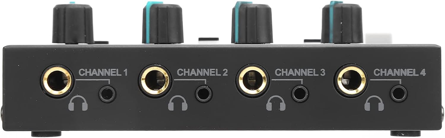 4 Channel Stereo Headphone Amplifier Earphone Amp Ferroalloy Mono/Stereo Monitor Set with Independent Volume Control (100‑240V)(US Plug)