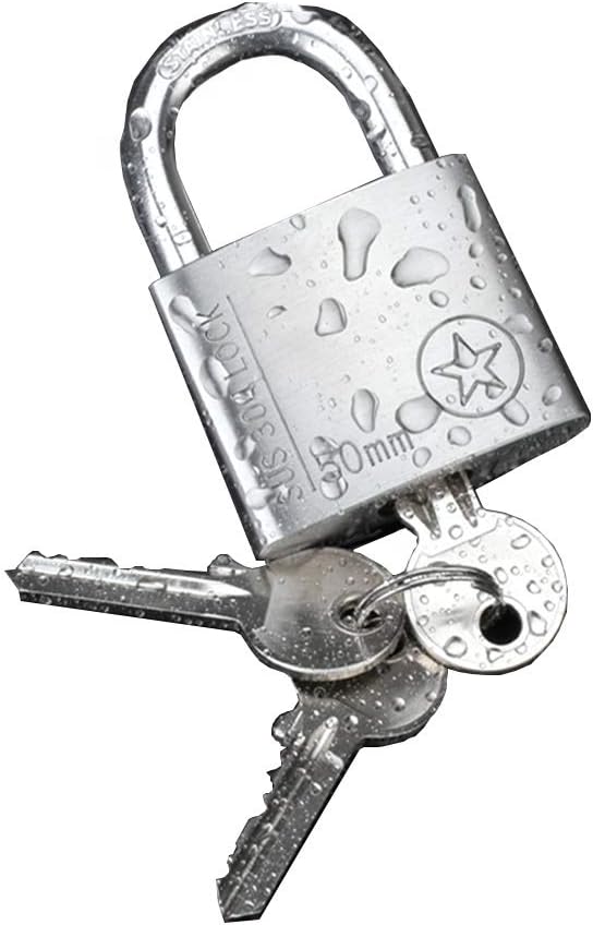 Keyed Padlocks Steel Key Padlock, Waterproof, Rust-Proof and Anti-Theft Security Door Lock, Lock Body Width 30mm40mm50mm60mm (1.2in1.6in2in2.4in), 3 Keys (Size : 50x68mm)