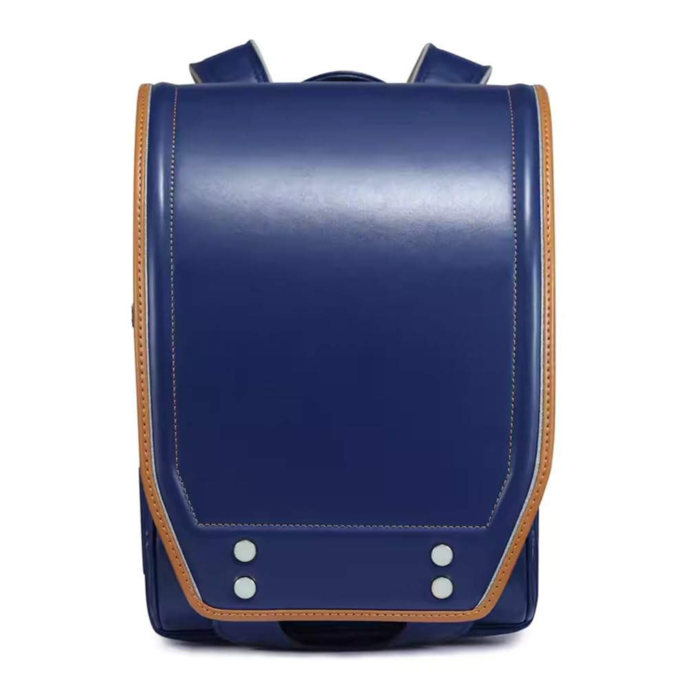 Schulranzen Automatischer Schulranzen PU-Leder-Rucksack Leichter Bücherrucksack für, 26 * 16 * 36 cm, Schwarz (Blau)