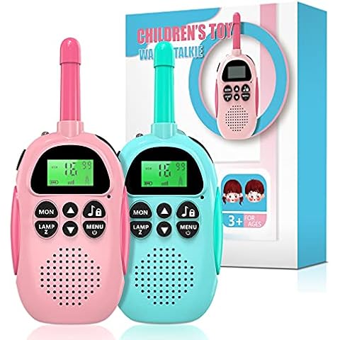 Ushining Walkie Talkies for Kids Rechargeable, 2 Pack Long Range 22 Channels Radio Toys with LCD Backlit, VOX Function,Flashlight, Gift for Girls and Boys from 3 to 12 Years Old (Blue/Pink) Cover