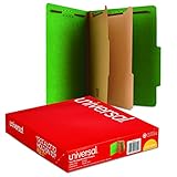 Universal 10302 Pressboard Classification Folders, Letter, Six-Section, Emerald Green (Box of 10)