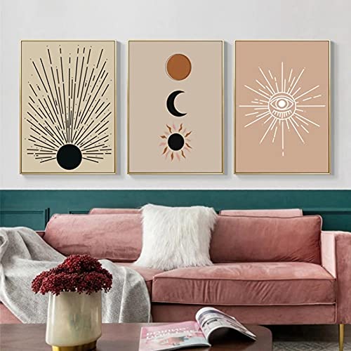 Affiches toile bohème soleil lune 50x75 cm pour habiller un mur blanc vide sans cadre de lit