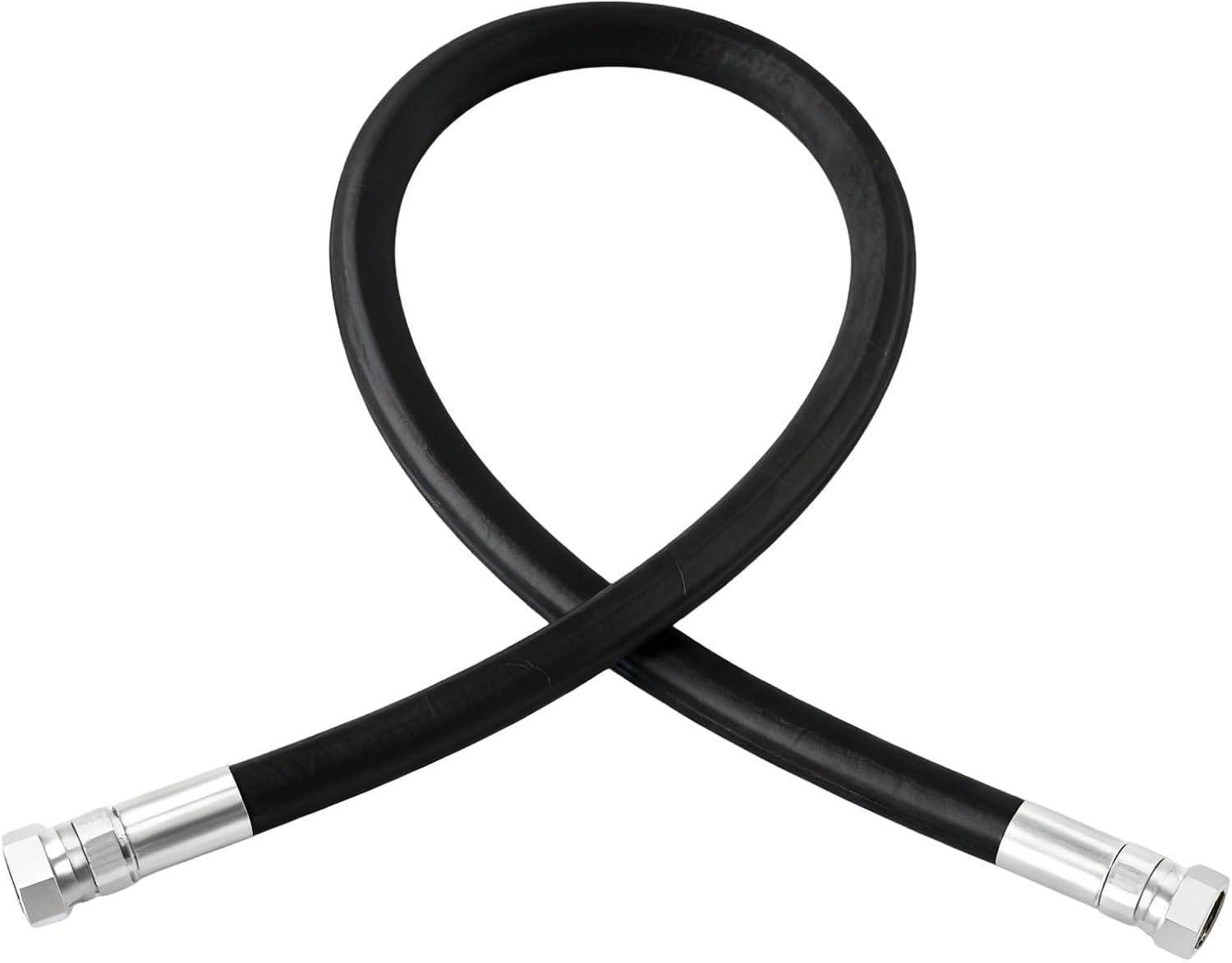 Industrial Grade Compressor Hose, 40 in / 100 Cm Hydraulic Jumper, 1/2Npt, 2000 Psi, Rotatable Ends, Withstands Temp Up to 320°F / 160°C