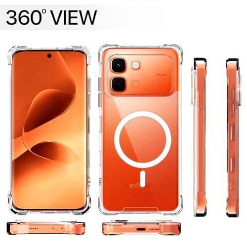 Image of Pikkme Back Cover for Infinix Note Edge 5G Mag-Safe Shockproof PC + TPU | Protective Case Magnetic Support | Bumper Case (Transparent Mag-Safe)