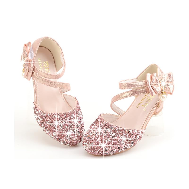 Girls Princess Shoes Sparkly Sequins Toddler Mary Jane Sparkling Bow Girl Wedding Shoes Glitter