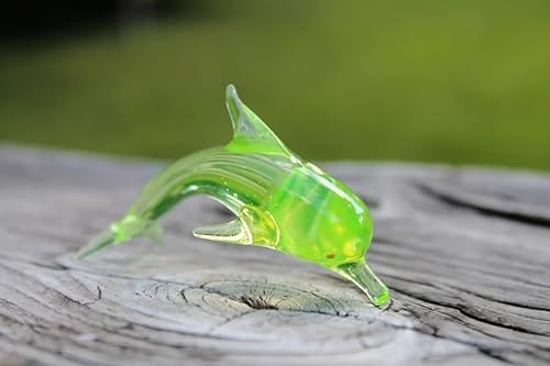 Miniatura 4 de Estatua de delfín de cristal de uranio, accesorios de decoración de piscina de acuario, regalos de accesorios de cristal, animales de cristal,