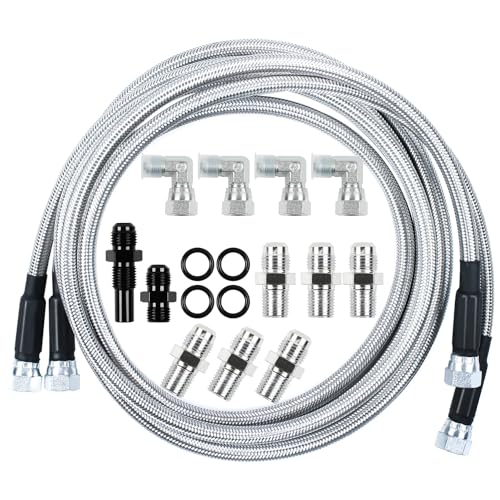 70Inch Transmission Cooler Hose Kit For GM For Chevy 1996-2021 4L80E, For Ford C4-C6-AOD, For Turbo 350/400/200-200R4/700R4 4L60 4L60E 4L65E SS Braided Transmission Cooler Line