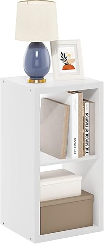 Furinno Organizador de almacenamiento de cubos decorativos con respaldo abierto, 2, color blanco