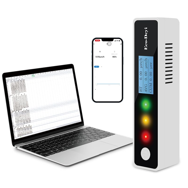 Geiger Counter Nuclear Radiation Detector, High Accuracy Beta Gamma X-Ray Radiation Monitor, Professional Radioactive Dosimeter Digital Radioactive Tester Sound Light Alarm WiFi Export Function