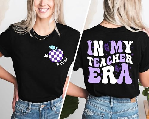 VVNTY Teacher Shirts Women: in My Teacher Era Shirt Preschool Teacher Life T Shirt Teachers Gift Tops2