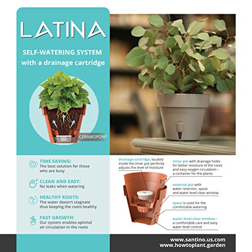 Decopots - Self Watering Planter - 6.9 Inch Diameter - Indoor Outdoor With Bottom Watering And Water Level Indicator (6.9", Graphite) #TOP3