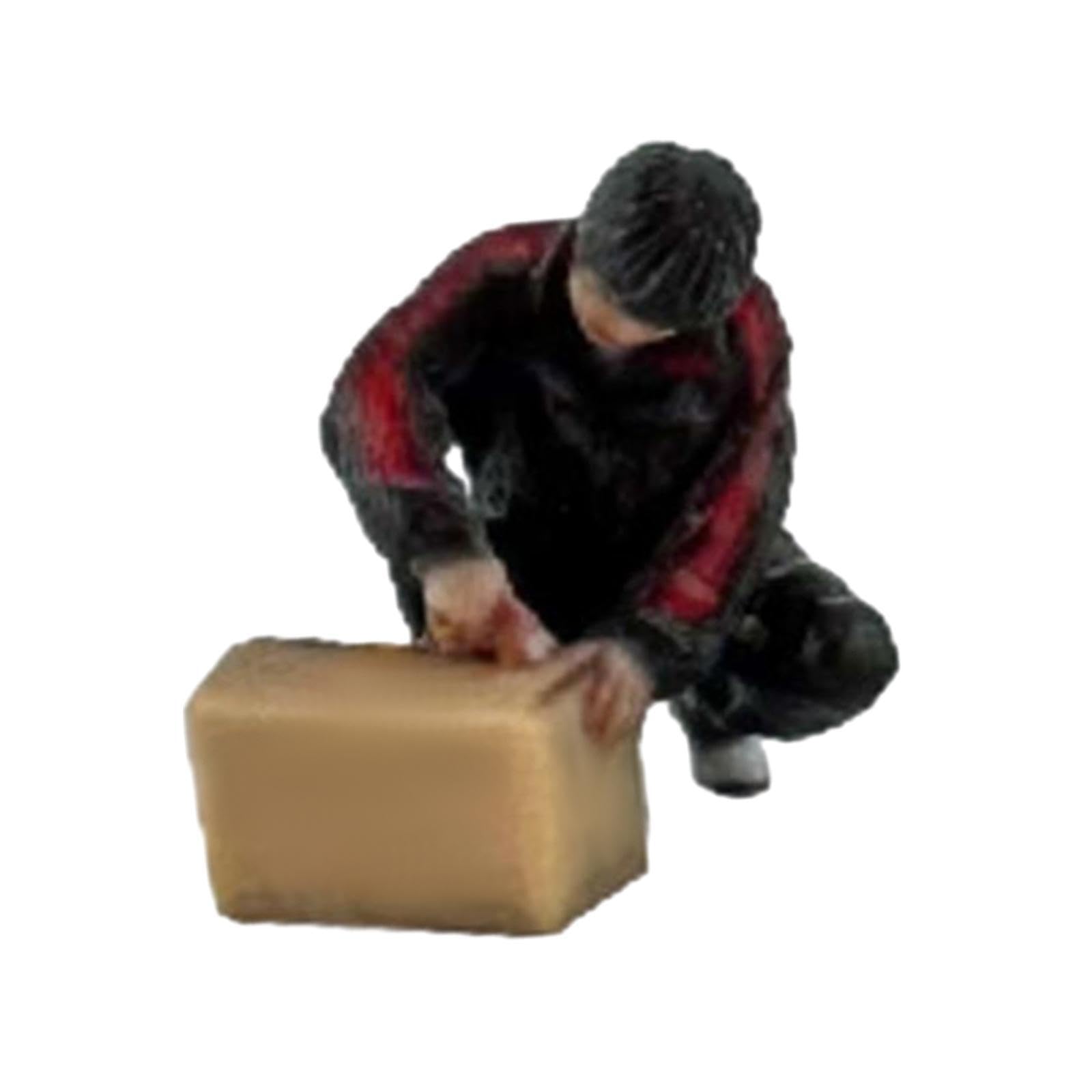 MUXZSIZ Hand Painted Model Train Building Figure 1/64 Scale Miniature Toy Figures Resin Model Scenery Layout Suitable For Sand Table Scenery Building Toys, Style D