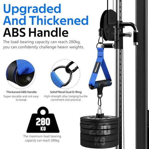 Image of RENRANRING Gym Exercise Handles, Replacement Handle Attachments for Cable Machine Pulleys, Resistance Band and Strength Trainer, Pull Down Workout Accessories, Home Gym Add On Equipment (Blue)