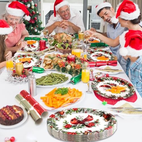 Treasure Cove Christmas Paper Plates Disposable Cardinal Oval Paper Plates Cardinal Bird Tableware Decorative for Xmas Holiday Dinner Party Supplies 24Pcs 10'' x 12'' – Image 8
