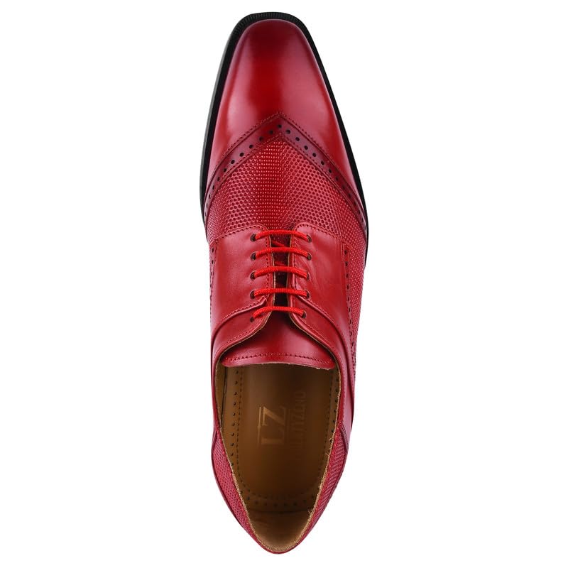 Image of LIBERTYZENO Mens Tread Design & Plain Genuine Leather Lace Up Oxford Dress Shoes for Easter Gift