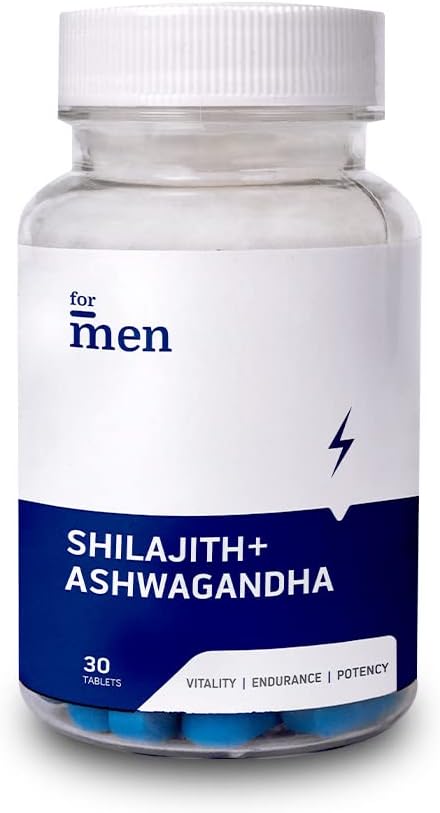 ForMen Organic Shilajit & Ashwagandha To Enhance Immunity and Improve Energy Levels | Stamina Booster For Men | Authentic Ayurvedic Formulation - 30 Tablets