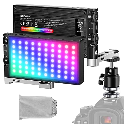 Big Sale Neewer RGB LED Camera Video Light, 12W RGB150 Full Color/Pocket-Size/Dimmable 2500k~8500K/CRI97+/12 Light Effects/3200mAh Rechargeable Battery/Aluminum Alloy Shell for Gaming/YouTube/Vlog/Photography