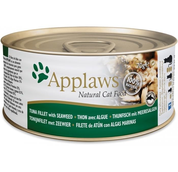 Applaws Comida Húmeda para Gatos 24 latas x 70 Gr Varios Sabores Senior Gatitos Todas Las Edades (Atún Y Algas)