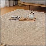 【グラフェン ×エアロゲル】あったか ラグ カーペット 冬 ふわふわ 135×185cm(約1.5畳) 床からの冷気をシャットアウト【持続温感＆朧調ヘリンボーン柄】ラグマット キルトラグ 洗える 花柄滑り止め ホットカーペット対応 抗菌防臭 洗える (135×185cm ベージュ)