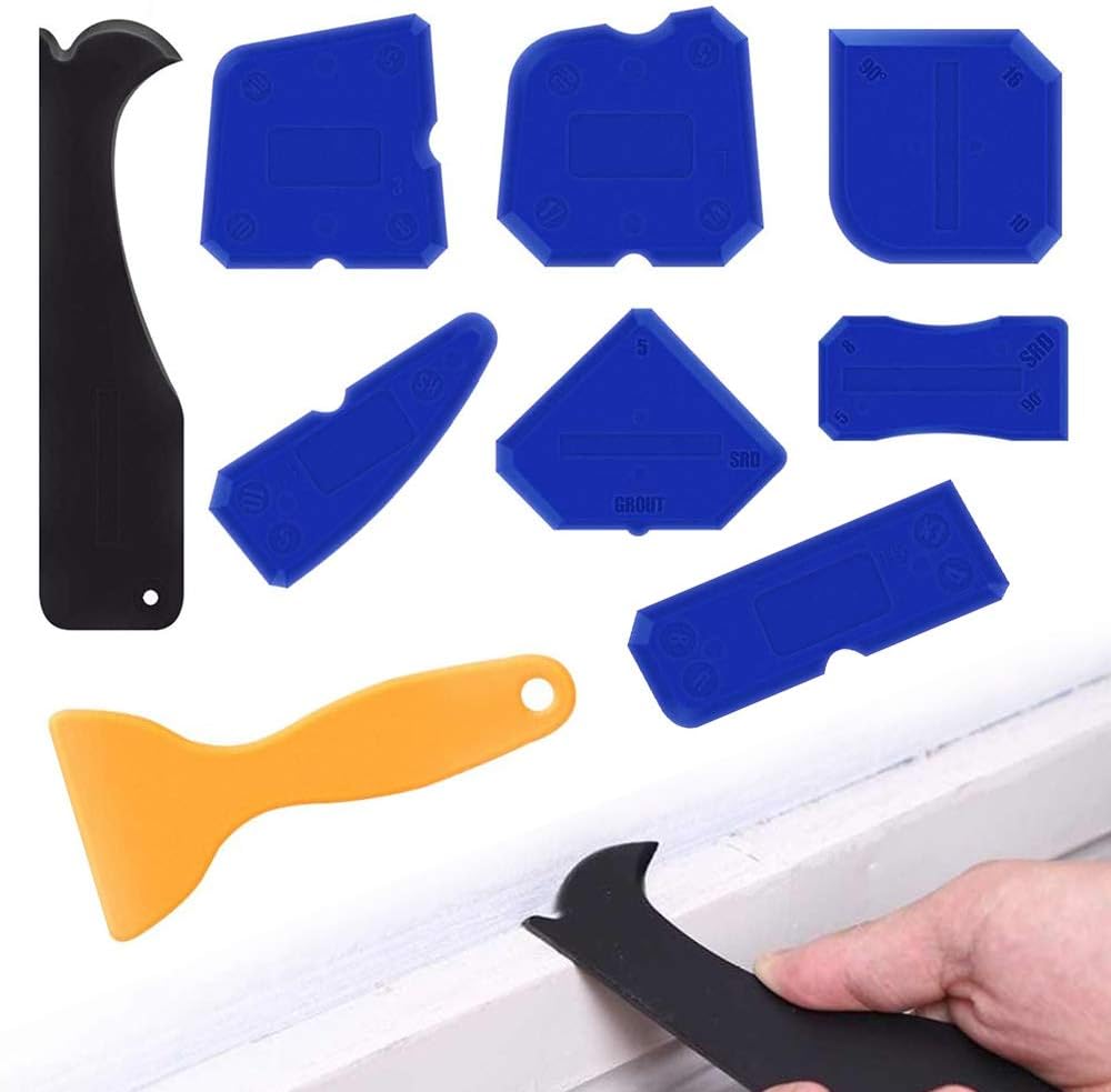 XCOZU 9 Pcs Silicone Sealant Tool, Silicone Sealant Remover Scraper