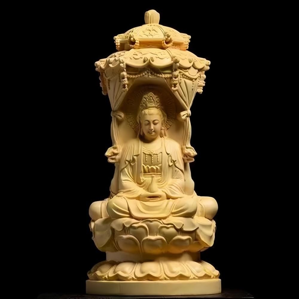 Amazon.co.jp: 仏像 観音菩薩 木彫り 観音像 三聖塔 観音菩薩 装飾品