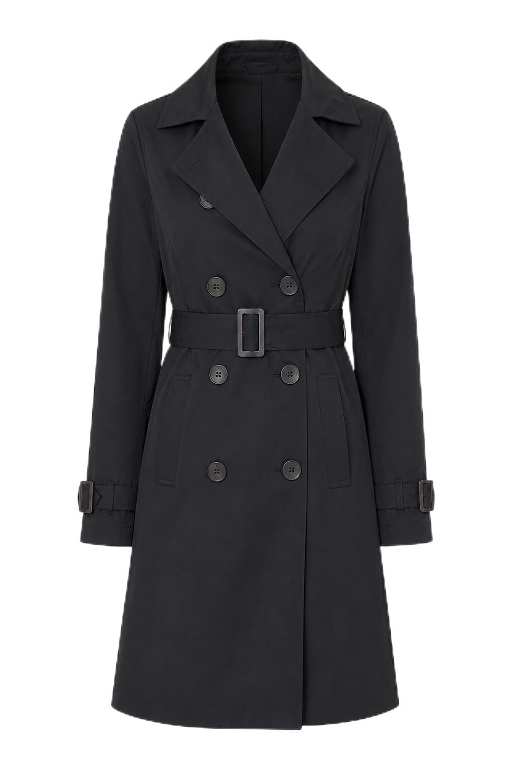 Brave Soul Women's Black Double Breasted Short Trench Coat In | Size: 10