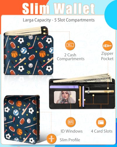 Image of Bistup Boys Wallet Cute Leather Bifold Wallet for Teen Boys Cool Sport Basket Ball Credit Card Cash Id Holder Rfid Blocking Cartoon Bi Fold Small Wallets With Coin Pocket Slim Teens Youth Little Boy