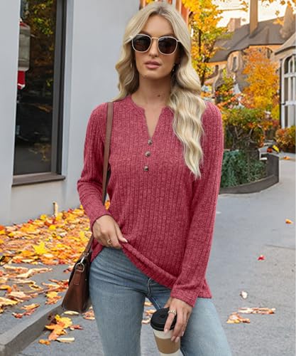 Image of XMTOPYE Sweaters for Women Fashion Long Sleeve Tops Pullover V Neck Casual Loose Sweatshirt