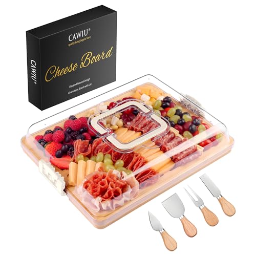 CAWIU Portable Charcuterie Board with Lid, Travel...