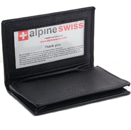 Alpine Swiss Genuine Leather Thin Business Card Case Minimalist Wallet2