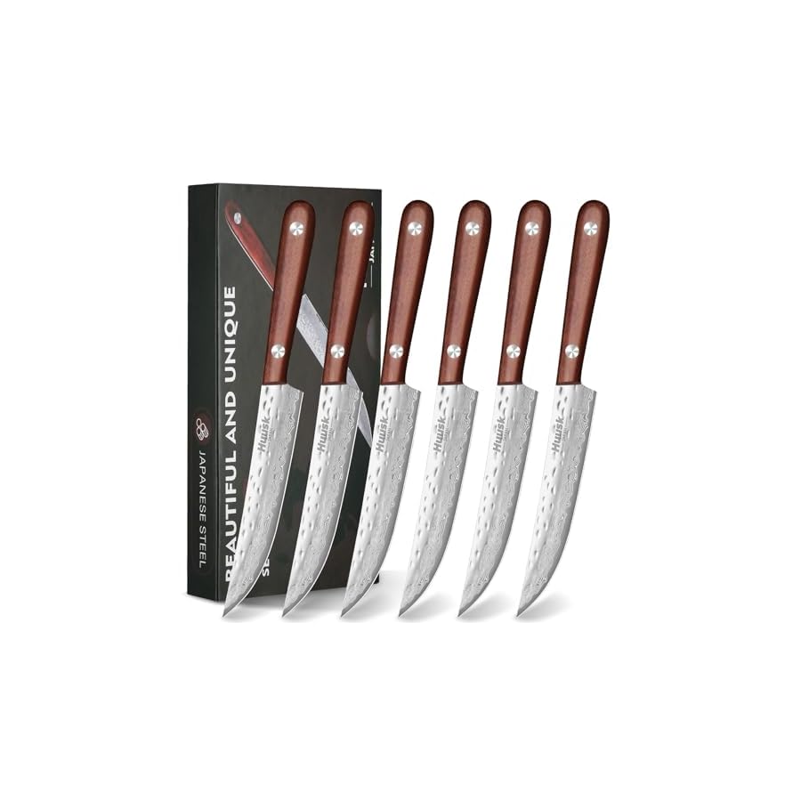 Huusk Steak Knives Set of 6, Japanese Steak Knives