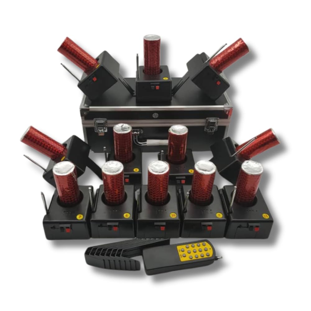 Centralina Fuochi d’Artificio Freddi 12 Canali Wireless con Telecomando – Kit Sistema Pirotecnico per Fontane Fredde e Scintille per Matrimoni, Eventi e Feste, Con Custodia, Batterie 9V Cat.1