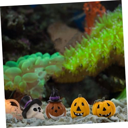 Citrouille miniature en résine pour aquarium avec détails festifs d'Halloween