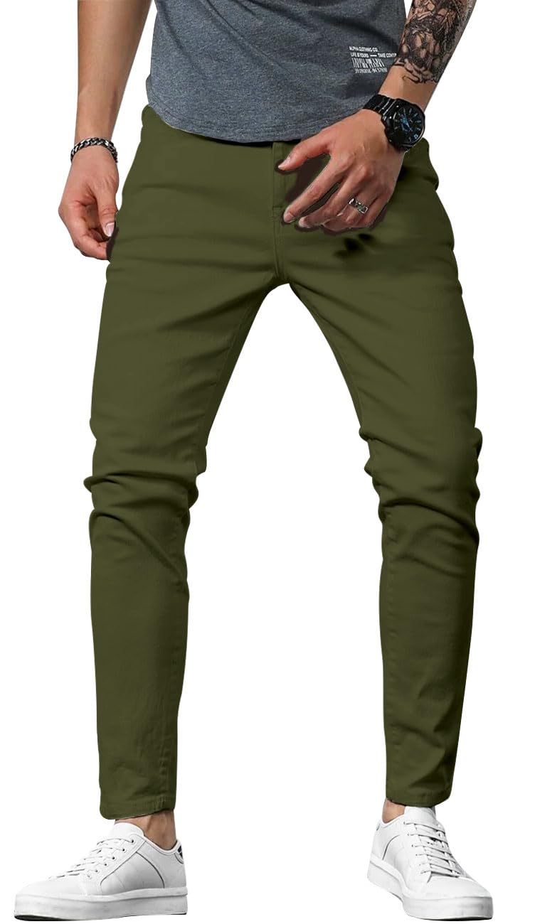 HUNGSON Mens Slim Fit Jeans Skinny Stretch Denim Pants for Men Straight Fit
