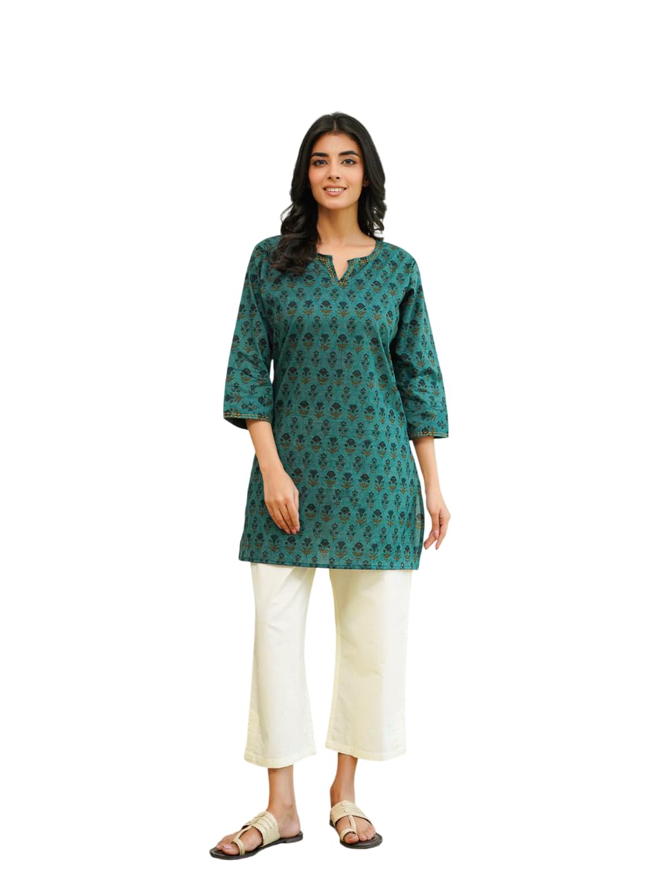 goodhand Women’s Printed Cotton Kurti Top | Casual 3/4 Sleeve Tunic for Women | Straight Fit Ethnic-picture-14
