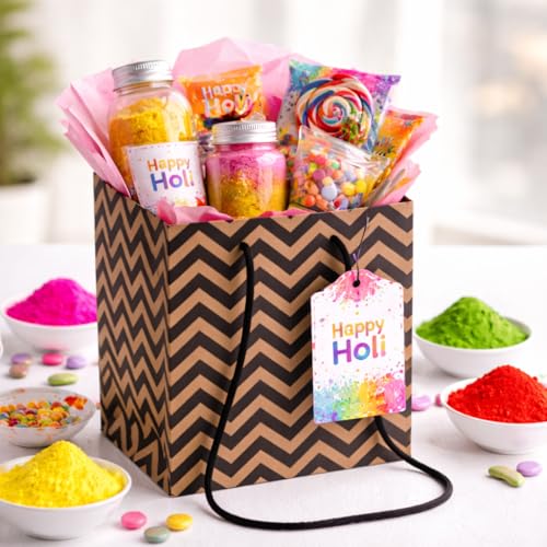 Image of Oasis Pack of 10 Holi Gift Bags For Flower Bouquet & Floral Hamper | Goodie Bags for Wedding Return Gifts, Birthday, Bridal & Baby Shower | 17cm X 18cm X 25 cm | Pink & Grey